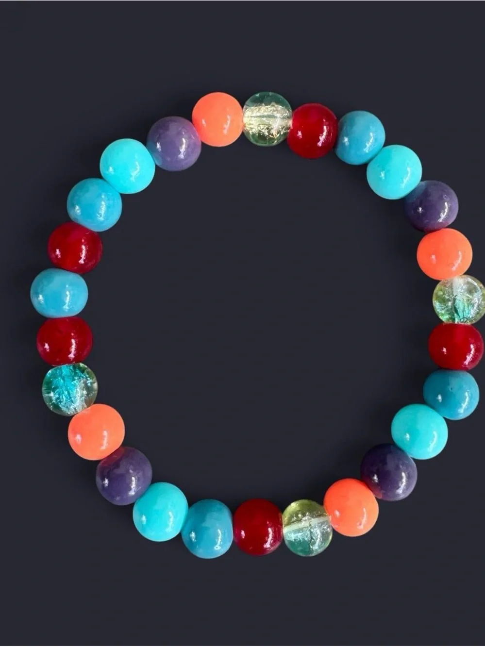 Tangerine Rush Glass Bead Bracelet